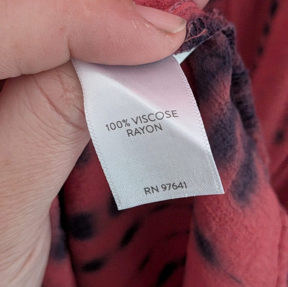 Pure Jill Red Black Tie-Dye Maxi Dress| V-Neck | Drawstring Waist - Picture 4 of 5